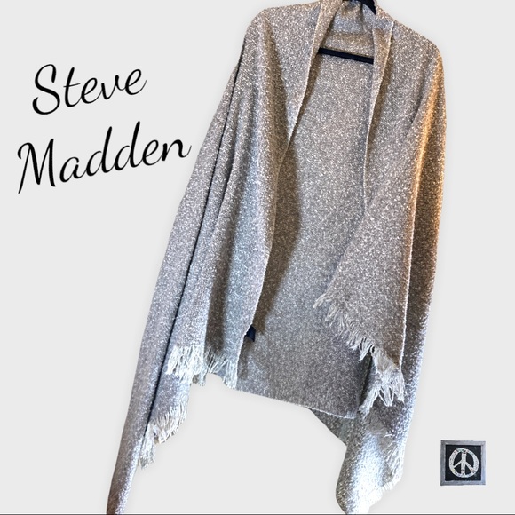 Steve Madden Accessories - * 2 for 30 * Steve Madden- marled grey large wrap/shawl with fringe.
